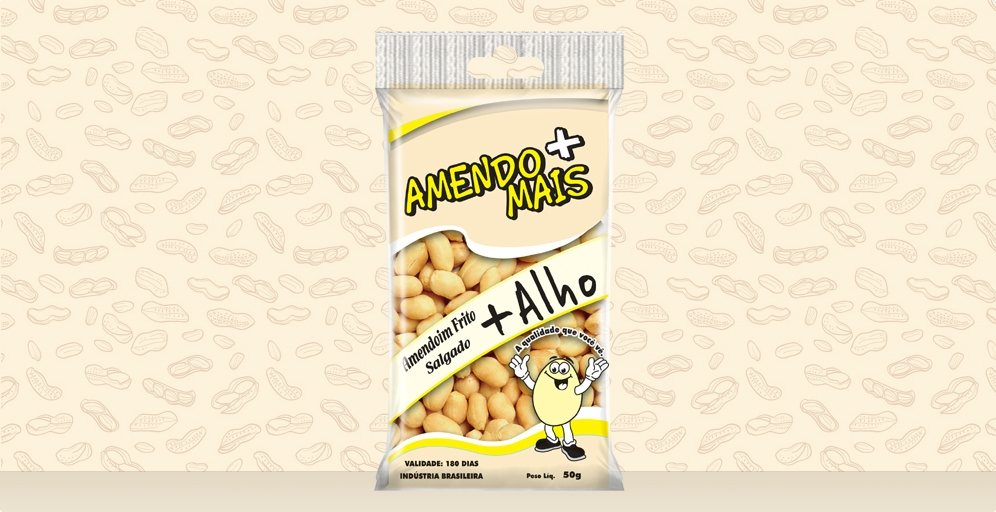 Embalagem Amendoim Frito sem Pele + Alho Amendo+