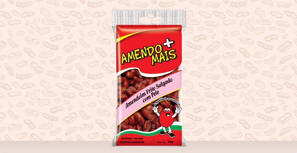 Embalagem Amendoim Frito com Pele Amendo+