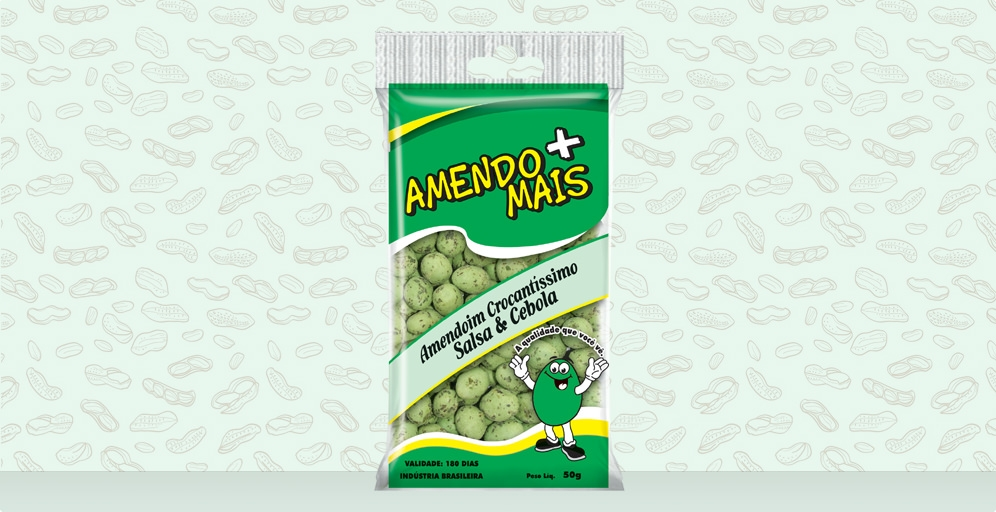 Embalagem Amendoim Crocante Salsa & Cebola Amendo+